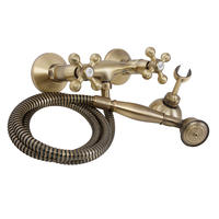 1108AB-20 真鍮の蛇口ダブルハンドル温水/冷水壁掛けシャワーミキサー、ハンドシャワーとホース付き