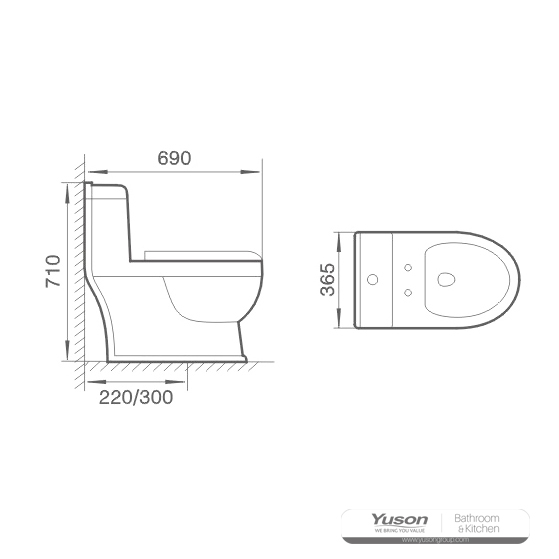 YS24256 一体型セラミックトイレ、サイフォン式。