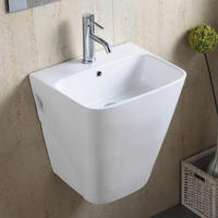 YS26617 セラミック製壁掛け洗面器、一体型トーテム洗面器。