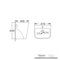 YS26617 セラミック製壁掛け洗面器、一体型トーテム洗面器。