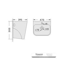 YS26634 セラミック製壁掛け洗面器、一体型トーテム洗面器。