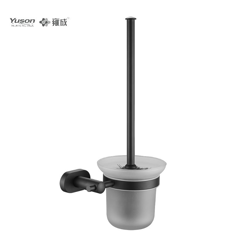 13390 洗練されたバスルームアクセサリー、つや消し/強化ガラスカップ付きトイレブラシ、亜鉛/真鍮/SUSトイレブラシ、壁掛け(シリーズ13300)